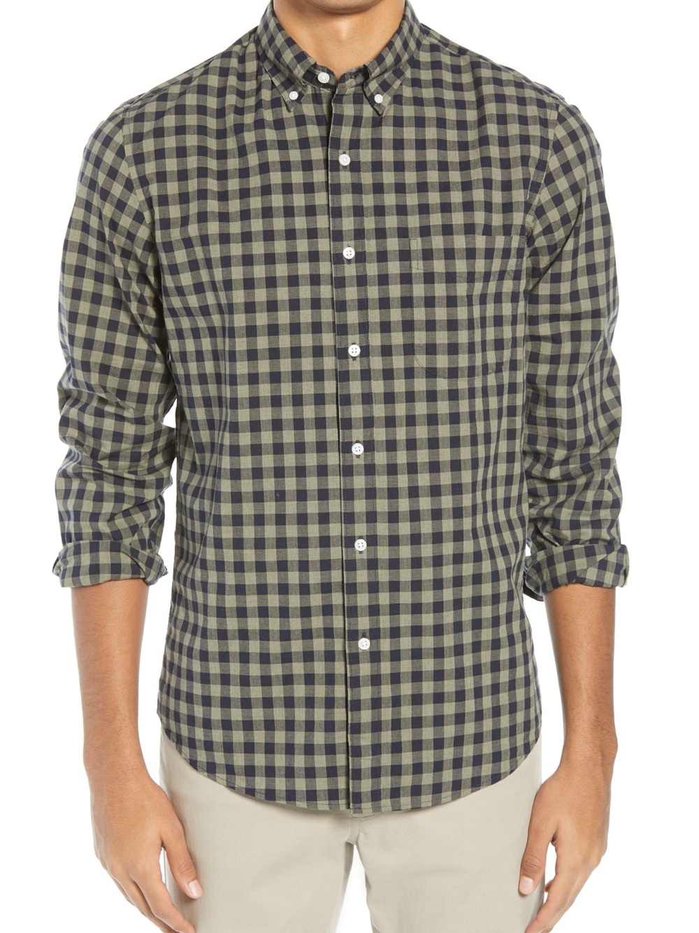 J. Crew Olive and Black Checked Button-Down Shirt